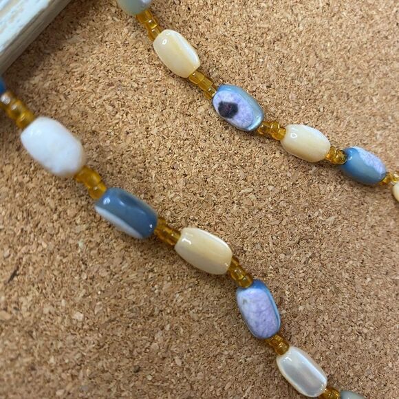 Retro beads multi colored coastal ocean theme golden clasp - Picture 3 of 4